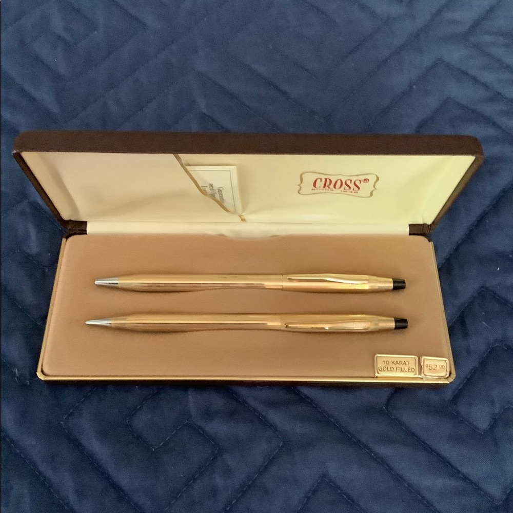 Cross Brand Ballpoint and Pencil set; 10K Gold Plated.  Classy
